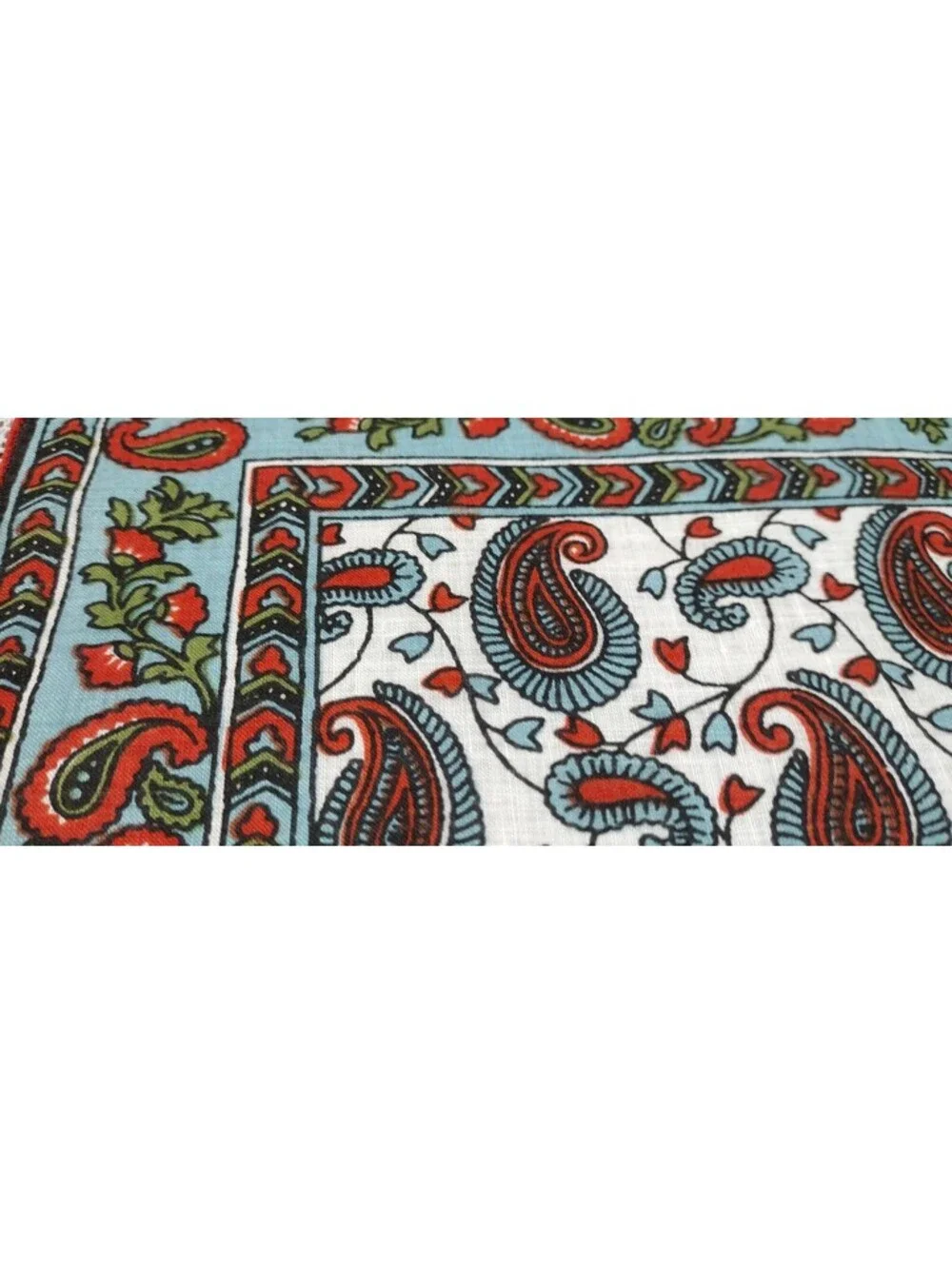 Vintage Fine Linen Handkerchief 50s Mid Century Paisley Terracota Brick Brown